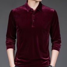 Men's Winter Soft Men's Polo Shirt Versatile Fashion Warm Long Sleeve Polo Shirt