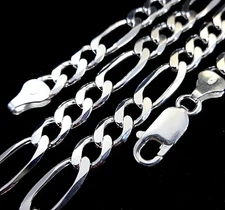 6MM Solid 925 Sterling Silver Italian Men's FIGARO Chain Necklace Made In Italy 