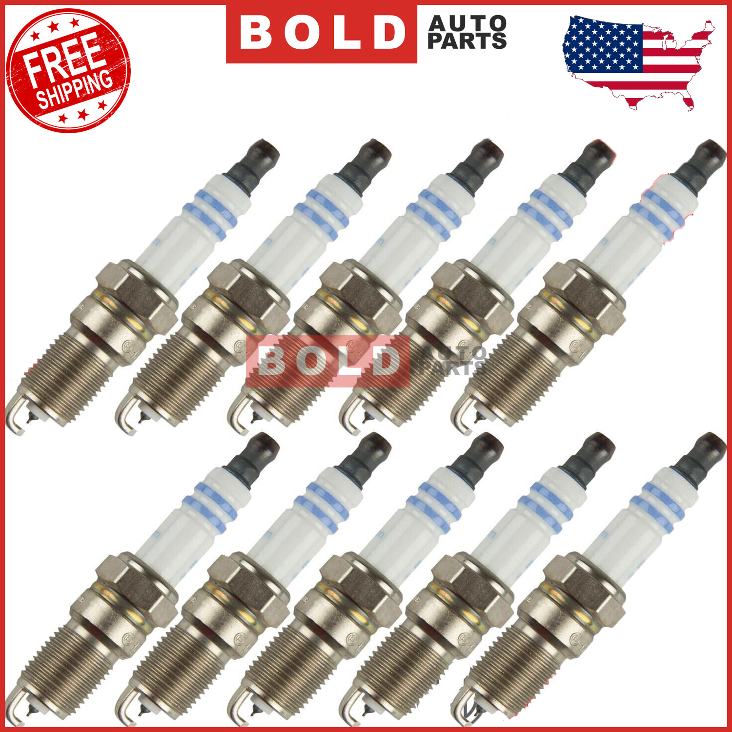 Set of 10 Spark Plugs 9605 Iridium Bosch For Ford F53 E350 E450 F550 SD 6.8L V10 eBay
