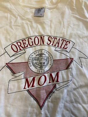 シャツ Mens DELTA White Vintage Oregon State Mom Single Stitch Shirt Sz L