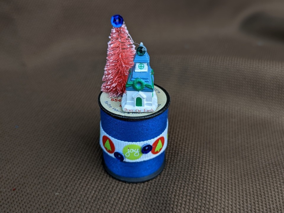 Christmas Decor Handmade w Bottle Brush Tree Vintage Thread Spool, Mini ...