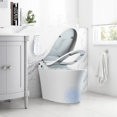 E-Macht Foot Sensing Smart Heated Seat Toilet One Piece Remote Control LED Light