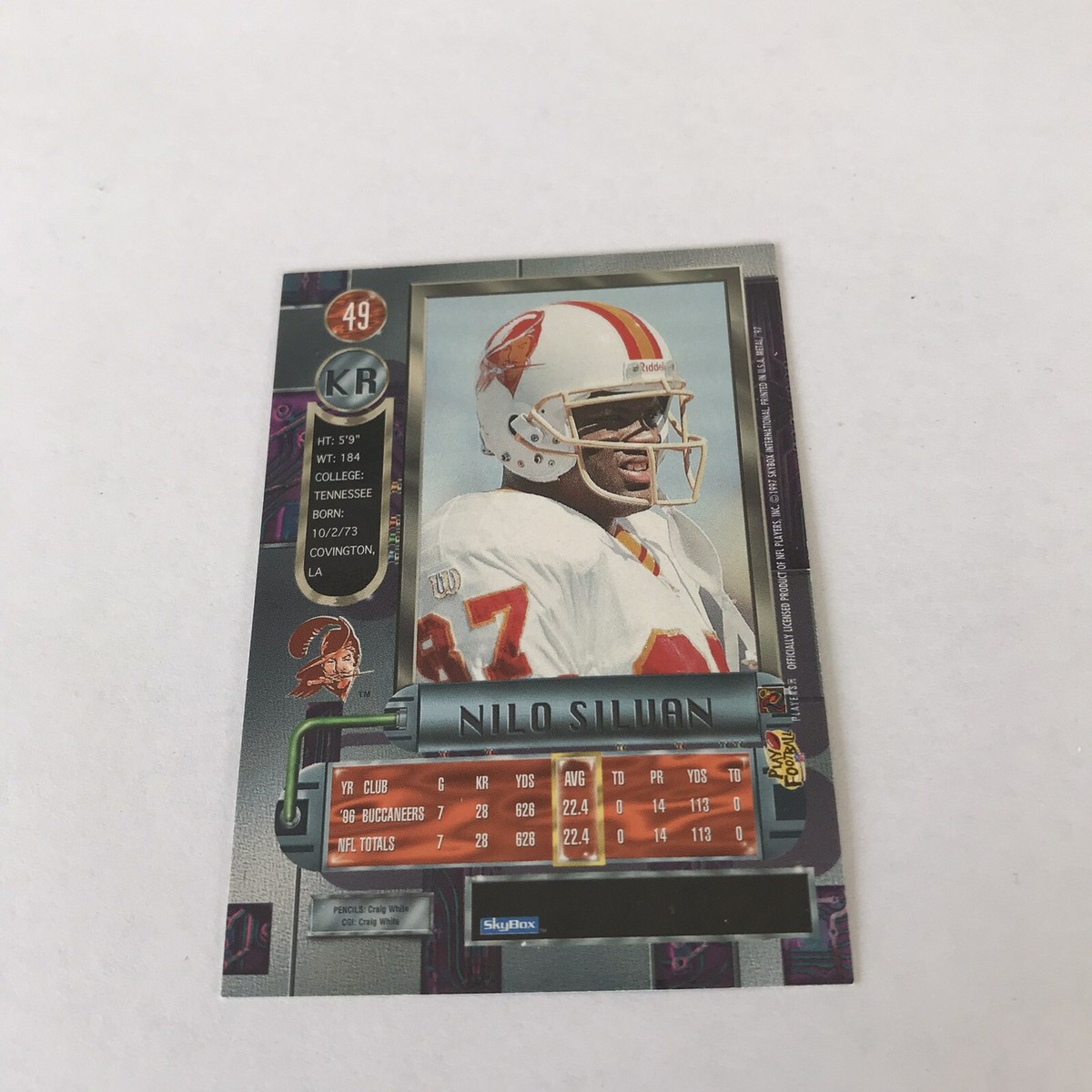 1997 Metal Universe Football Card #49 Nilo Silvan Tampa Bay