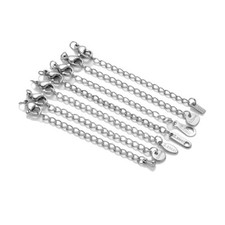 30pcs Silver Stainless Steel Chain Extenders with Jump Rings and Clasp Connector