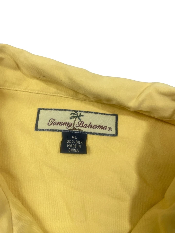 Tommy Bahama XL 男式纽扣 100% 真丝短袖口袋(小污渍) — 第 4/4 张图片