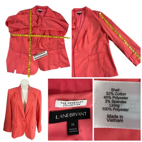 Lane Bryant Blazer Womens Size 26 Orange Summer Beach Work Office Jacket Capsule - Picture 6 of 17