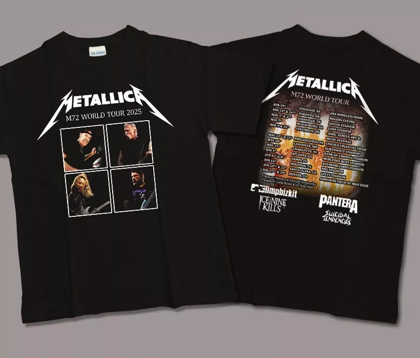 Metallica M72 World Tour 2025 Black Cotton T-Shirt Gift All Sizes Available
