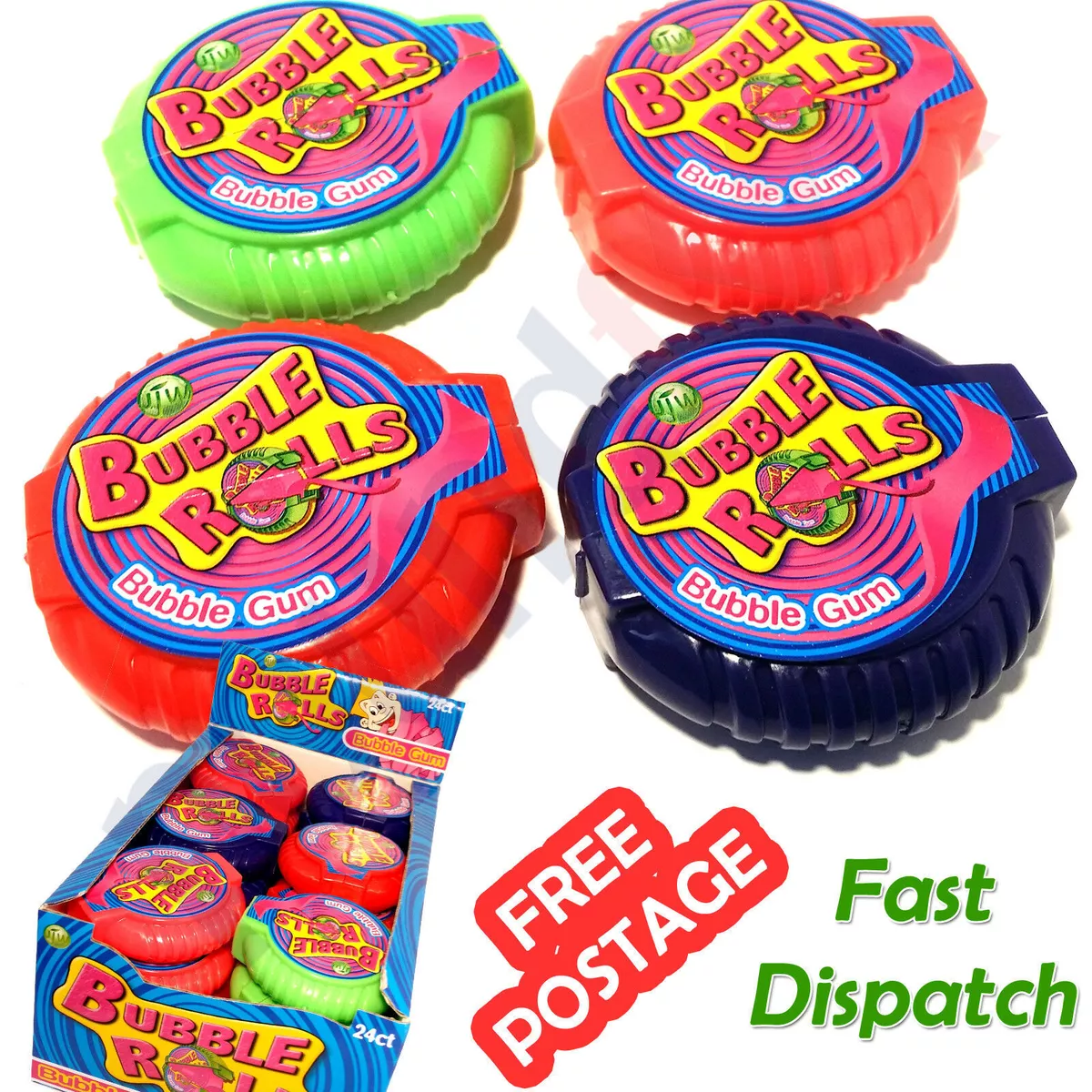 BUBBLE ROLLS BUBBLE GUM ROLLS Fruit Flavoured MINI MEGA ROLL GUM BALLS HALAL
