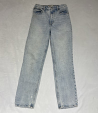 Abercrombie  Fitch 90s Straight Ultra High Rise Womens 27 Distressed Light Wash