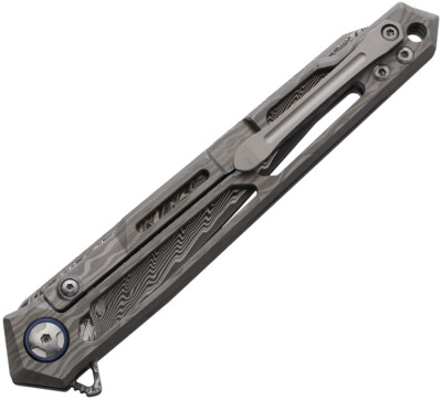 Cobratec Knives Ghost Framelock Gray Titanium Folding Damascus