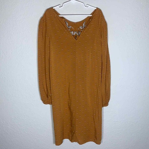 Chelsea & Violet Girls Yellow Embroidered Aztec Print Long Sleeve Dress Sz M - Picture 2 of 7