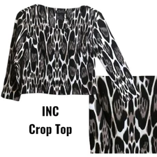 INC International Concepts Crop Top Women's SZ PS Printed Ponte  Animal Print