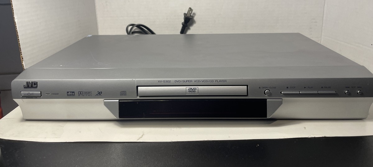 Silver JVC XV-S302 DVD/SUPER VCD/CD Player Tested W/Cord