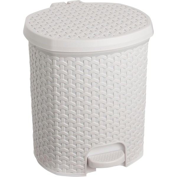 Cubo de basura universal Keeeper 11L con pedal imitación ratán blanco Tjark