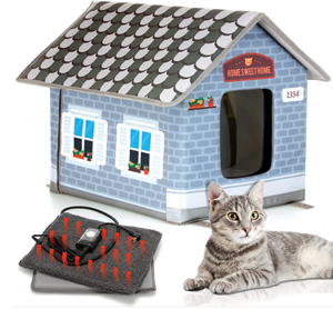 New Timer Heated Outdoor Winter Cold Stray Feral Pet Cat House Indoor Cover Bed Ebay