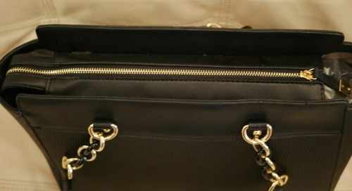 NEW WT WOMEN'S BLACK PEBBLE LEATHER ADRIENNE VITTADINI HANDBAG PURSE $190 - Picture 9 of 12