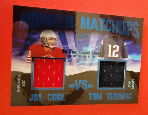 TOM BRADY & JOE MONTANA GAME USED JERSEY CARD #17/35 2020 LEAF ITG COOL TERRIFIC - Picture 1 of 3