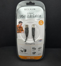 Belkin NEW Hi Speed USB 2.0 Cable 6 Ft. USB A Plug B Plug New In Box Sealed