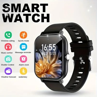 Smart Watch Men Women Waterproof Heart Rate Monitor for iPhone Android -Black