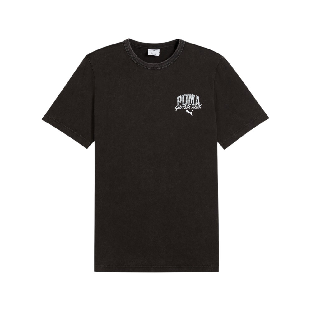 PUMA Class Washed Graphic Crew Neck Short Sleeve T-Shirt Mens Black Casual Tops