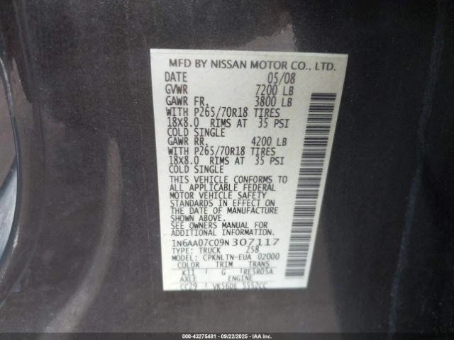 Espejo retrovisor interior usado se adapta a: Nissan Titan 2009 grado A Foto 4 de 4