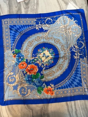 Authentic Versace Silk Multicolor Scarf 90x90 W/COA Beautiful Rare Print