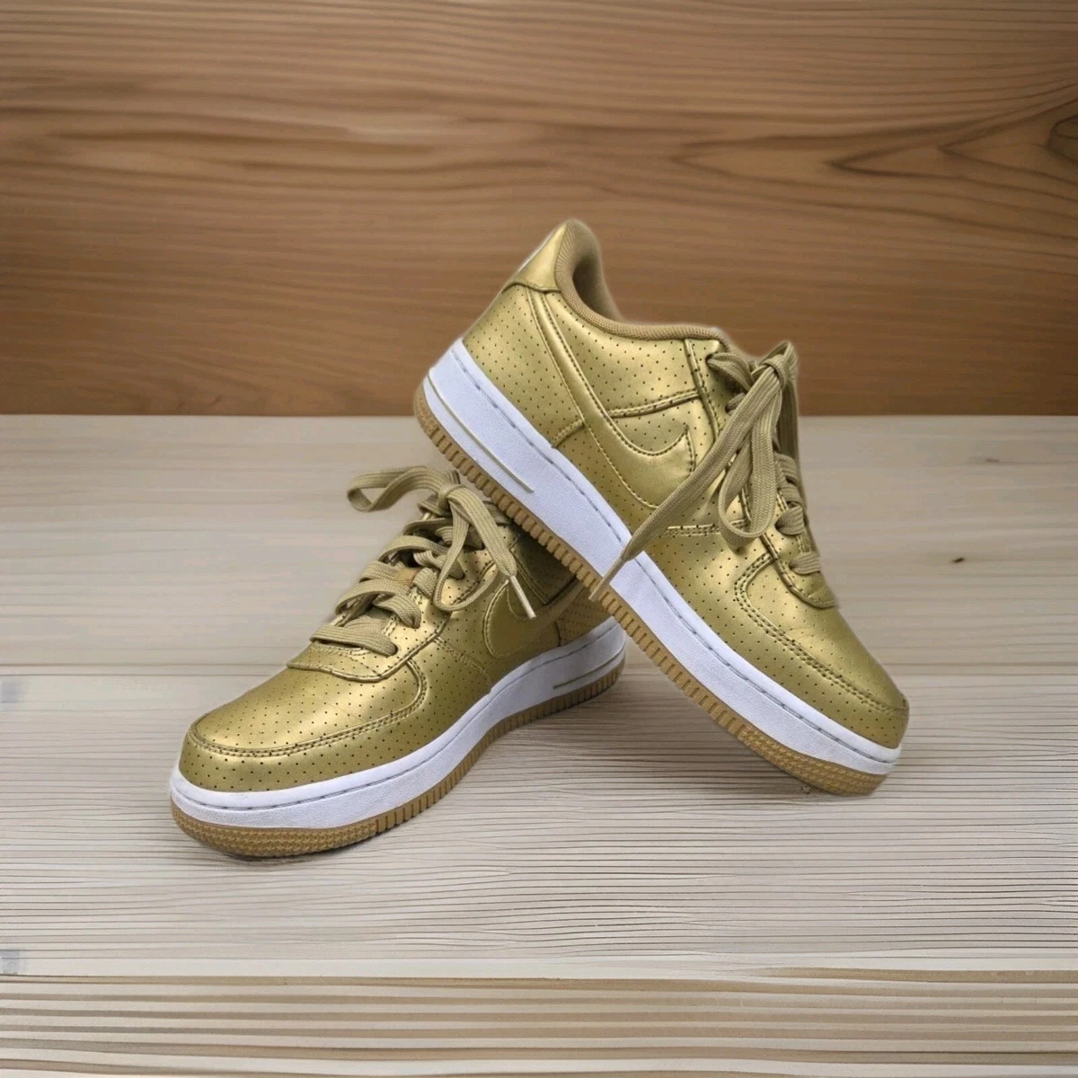 Nike Air Force 1 Low \'07 LV8 Metallic Gold Perforated 718152-700 AF1 Size 7.5‎ Nike Air Force 1  main image 3