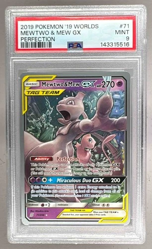 2019 Pokemon World Championships Perfection 71 Mewtwo Mew GX PSA 9 143315516