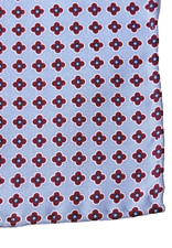 Hand Made In Italy 100 Silk Blue Red Floral Pattern Square Pocket