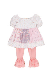 NWT Boutique Birthday Party Pants Outfit Girls 5 Ruffle Short Sleeve Polka Dots