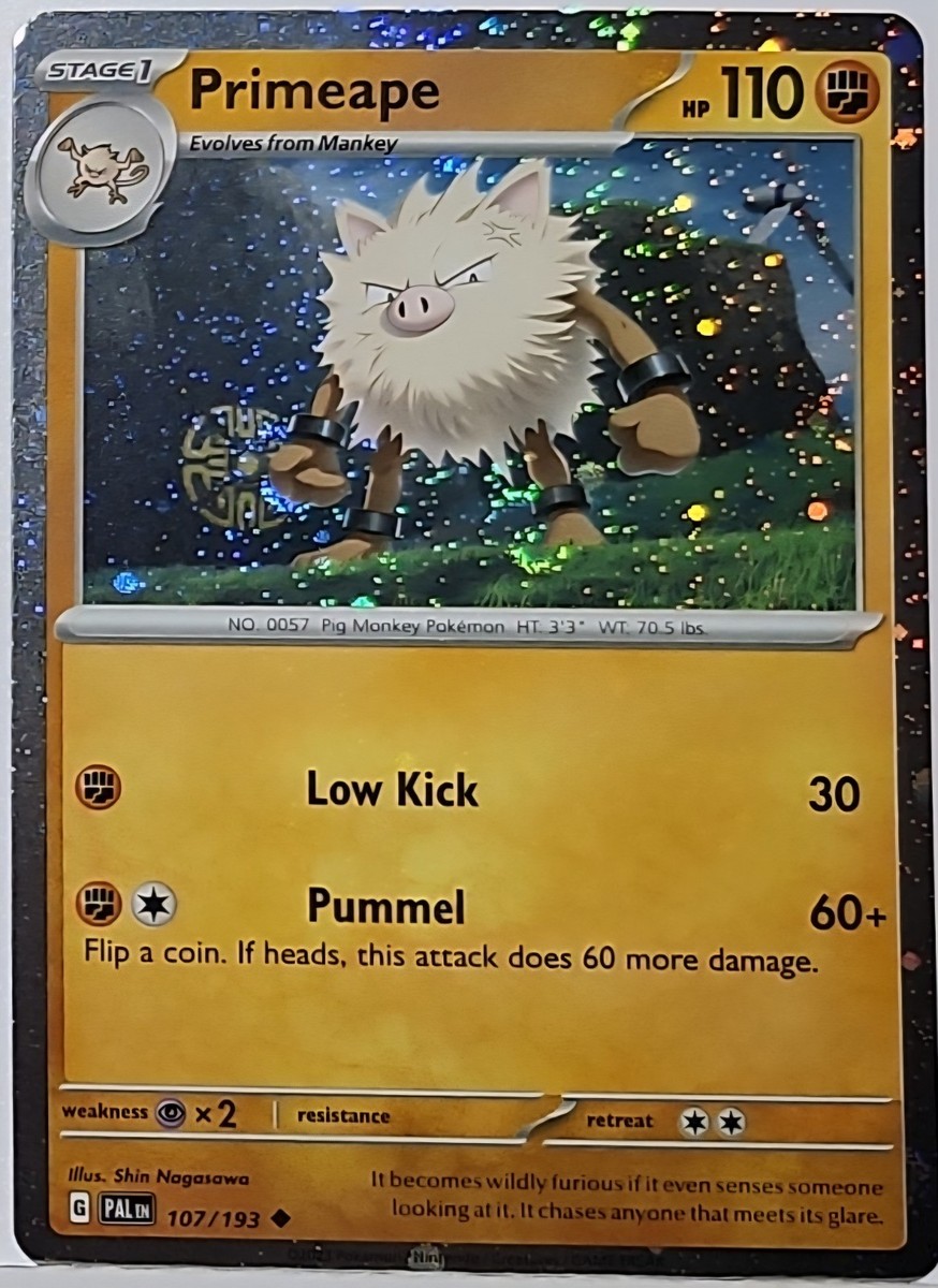 Fart Swirl 🌀 Primeape 107/193 Cosmos Holo Heavily Bleed Error