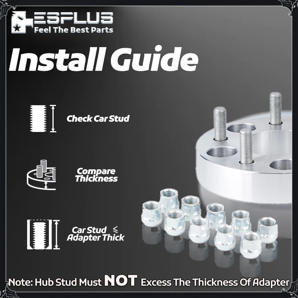 4x 1.25" 5x4.5" Hub to 5x5" Different Wheel Conversion Adapter M12x1.5 Stud - Image 4 of 4