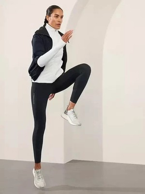 Athleta 2X  Rainier Tight Leggings Navy Plush Reflective High Rise #487745
