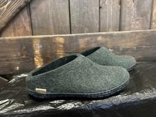 Glerups Slip On Forest Green Wool Slipper With black Rubber Bottom - EU Size 38