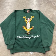 Vintage Walt Disney World Tigger Crewneck Sweatshirt Green Graphic Large