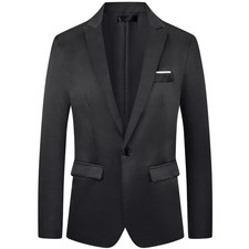 INSPIRE CHIC Men Single-Breasted Peak Lapel Business Wedding Suit Jackets