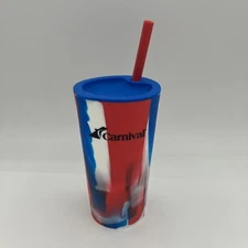 Carnival Cruise Silicone Pint Tumbler & Straw Red White Blue Whirley Drink Works