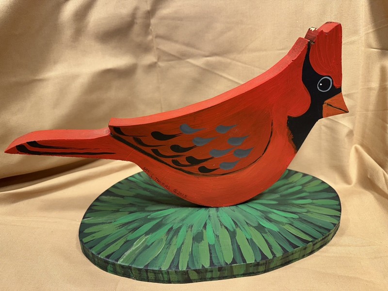 Nancy Thomas Cardinal Large Folk Art Wood Sitter Piece