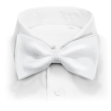 Mens Classic Pre-Tied Satin Formal Tuxedo Bowtie Adjustable Length Large White