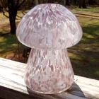 Vintage Large Italian Murano Pink & White Mottled Blown Art Glass MUSHROOM VASE