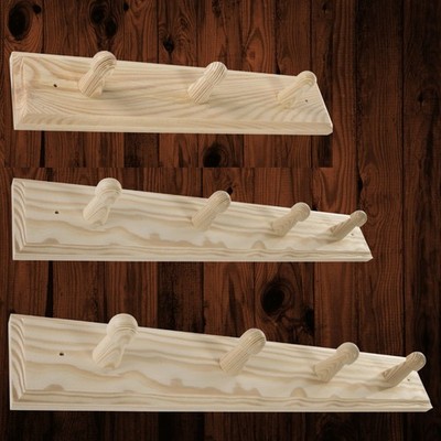 Holz Garderobenhaken Halter / Wandmontage hängend / 3,4,5 Heringe / Schlichtholz