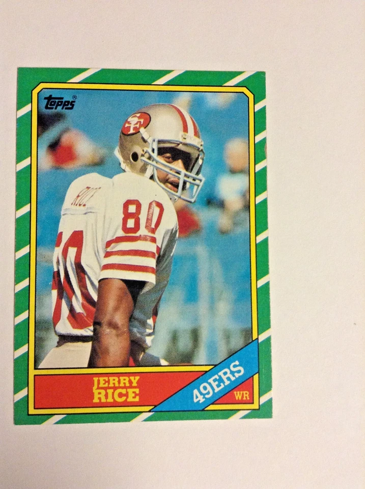 Tarjeta de novato Jerry Rice 1986 Topps Football #161 RC San Francisco 49ers Foto 2 de 4