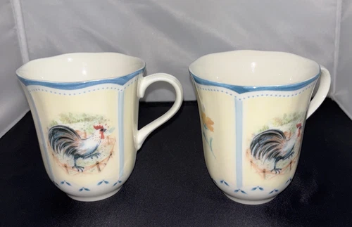 Lenox Provencal Garden  Mug Set Of 2 Rooster Farmhouse Country Garden 