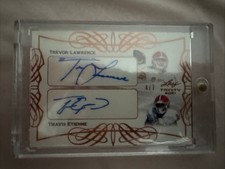 2021 Leaf Trinity Trevor Lawrence & Travis Etienne Dual Auto 4/7 Clemson Tigers