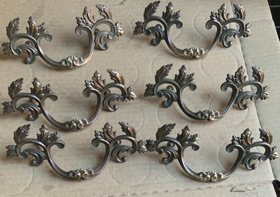 #ad #ad 6 Six French Provincial Drawer Pull Vintage Brass 3 1 2quot; Hole Center To Center $49.90