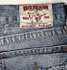 Vtg True Religion Billy Jeans Men's 36 Distressed USA 36x33 Measures 36” X 31”