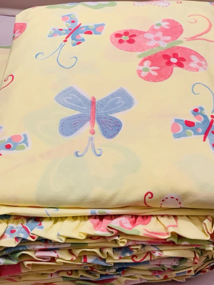 Pottery Barn Kids Bedding Full Sheet Set Sophie Percale Butterfly Whimsy 4 Piece - Image 3 of 4