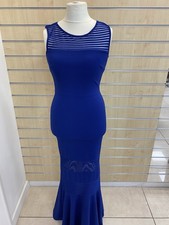 Quiz long bright blue evening prom dress, UK 10