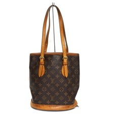 Louis Vuitton Bucket PM Tote Bag M42238 Monogram PVC Leather Brown Pouch #KN1444
