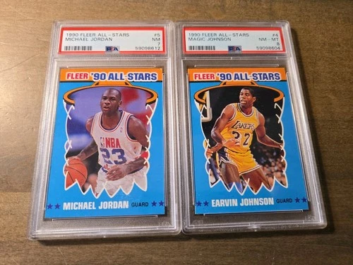 1990 FLEER ALL-STARS MICHAEL JORDAN #5 PSA 7 Earvin Johnson PSA 8.